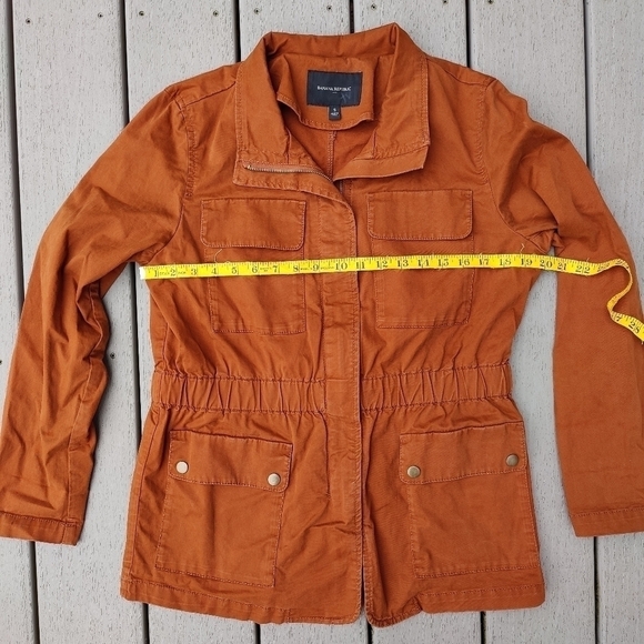 Banana Republic Rust Burnt Orange Military Utility Zip Up Jacket Womens S Small - Picture 6 of 13
